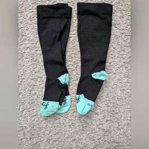 Black and Teal Compression Socks